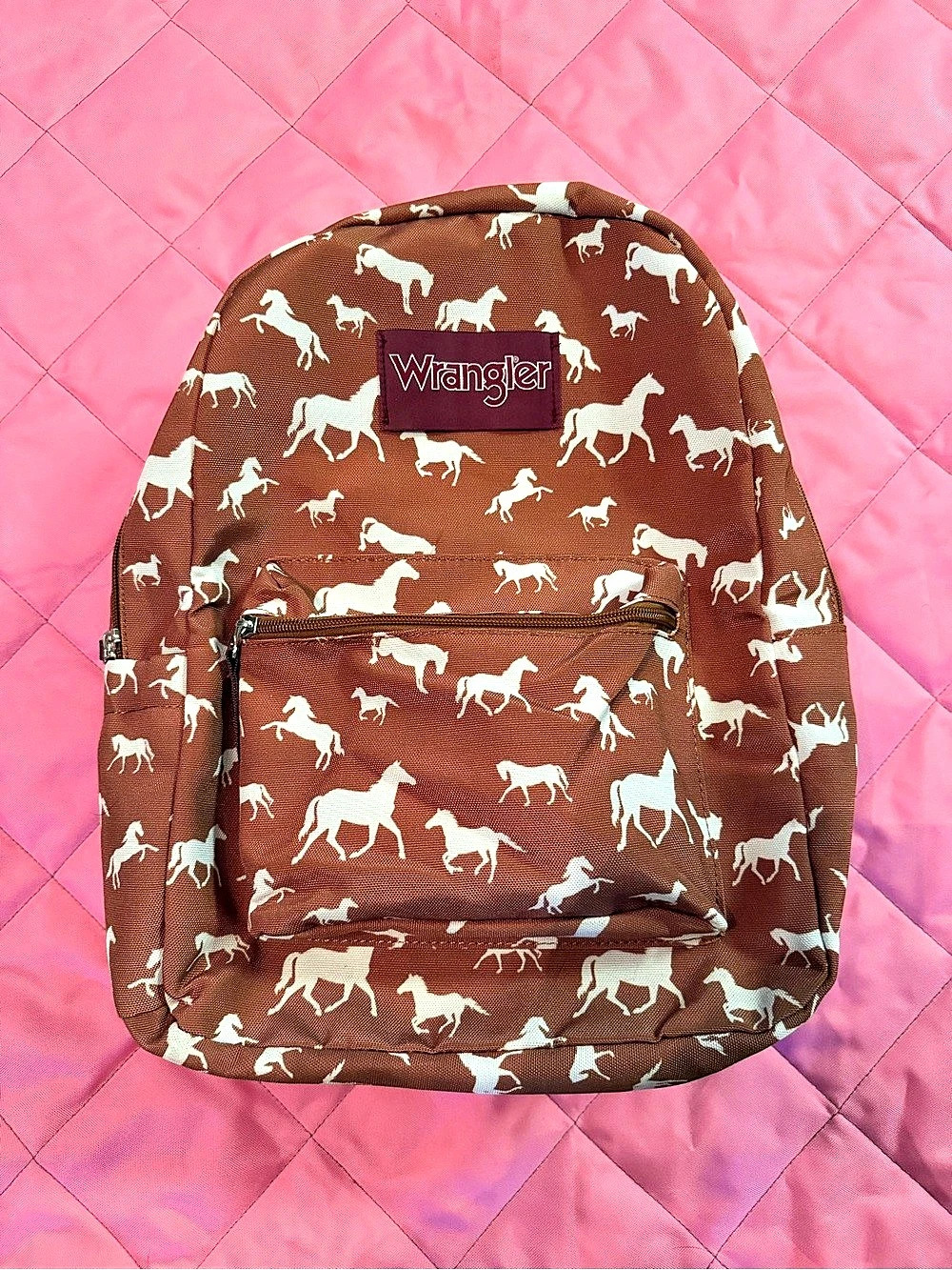 Wrangler Ladies Horse Print Brown Backpack, Brown & White